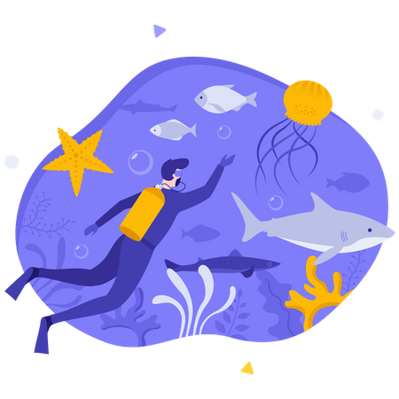 Oceanógrafo mergulho  Ilustração
