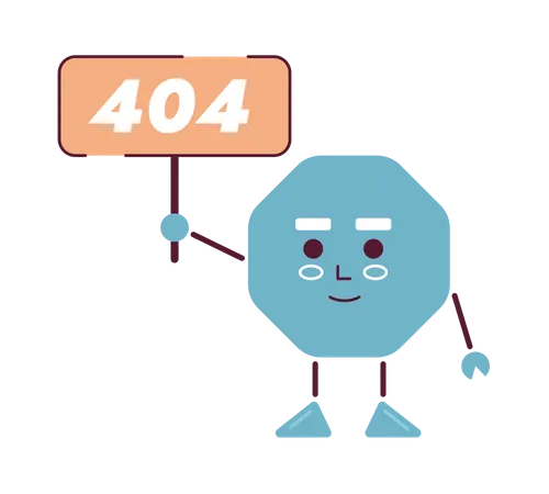 Octagon Holding 404 Sign Vector Empty State Illustration Editable Not Found For UX UI Design Octangle Nut Little Guy Isolated Flat Cartoon Character On White Error Flash Message For Website App Illustration