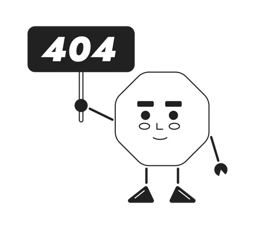 Octagon Holding Vector Bw Empty State Illustration Editable 404 Not Found Page For UX UI Design Octangle Nut Guy Isolated Flat Monochromatic Character On White Error Flash Message For Website App Illustration
