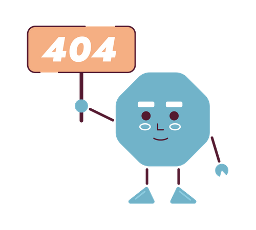 Octógono segurando a placa 404  Ilustração