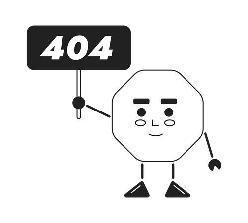 Octógono segurando a placa 404  Ilustração