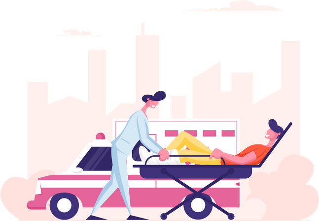 Ocupação do serviço de equipe médica de ambulância  Ilustração