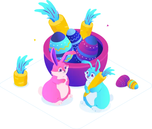 Oeuf de Pâques avec lapin de Pâques  Illustration