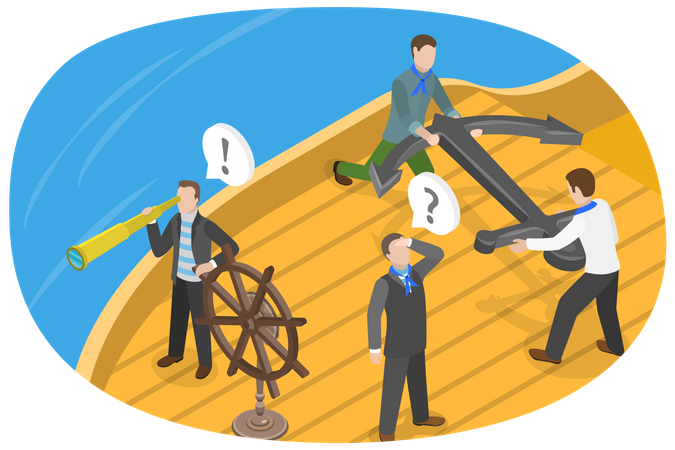 Of Sailing Crew, Maritime Sailors  Illustration