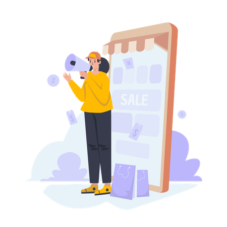 Oferta de venda na loja online  Ilustração