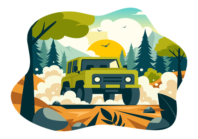 Safári de jipe off-road  Ilustração