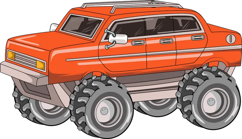 Off Road Monster Car Vector Illustration Illustration