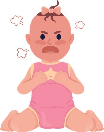 Offended baby girl screaming Illustration