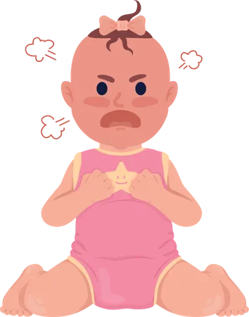 Offended baby girl screaming  Illustration