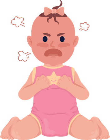 Offended baby girl screaming  Illustration