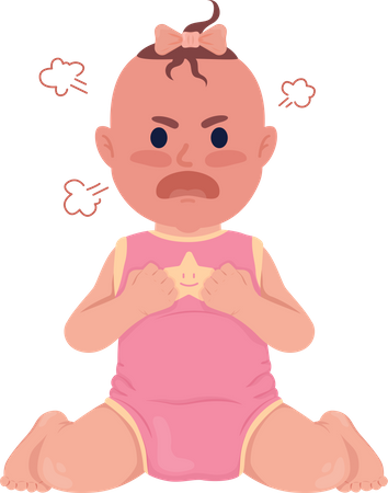 Offended baby girl screaming  Illustration