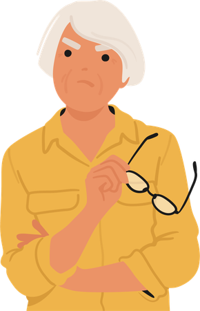 Offended Elderly Woman Expressing Displeasure  Illustration
