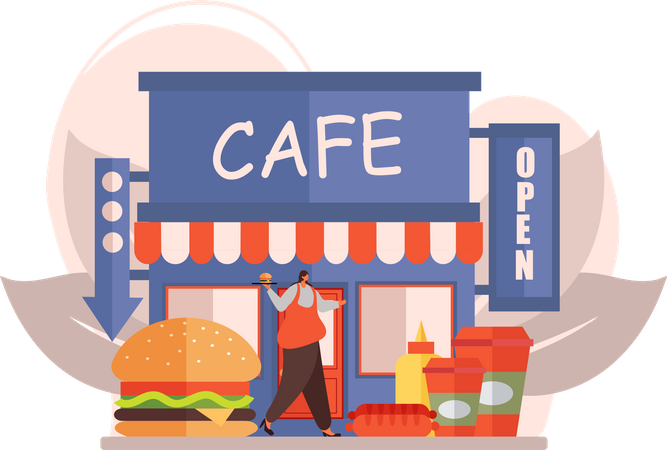 Offenes Café  Illustration