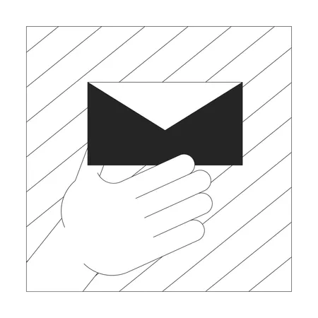 Offering paper envelope cartoon human hand  イラスト
