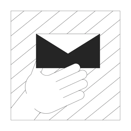 Offering paper envelope cartoon human hand  Illustration