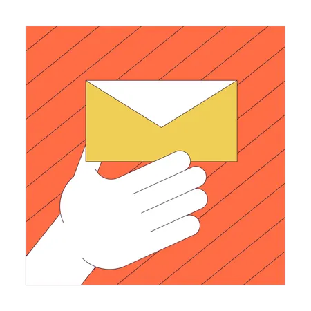 Offering paper envelope linear cartoon character hand illustration  Illustration