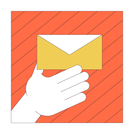 Offering paper envelope linear cartoon character hand illustration  Illustration