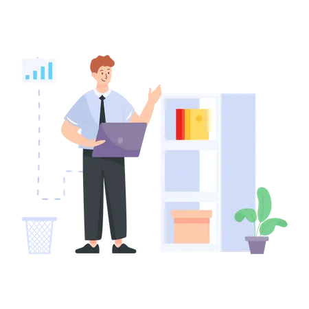 A Person In An Office Flat Design Illustration Illustration