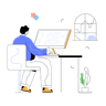 illustrations for businessman working on computer