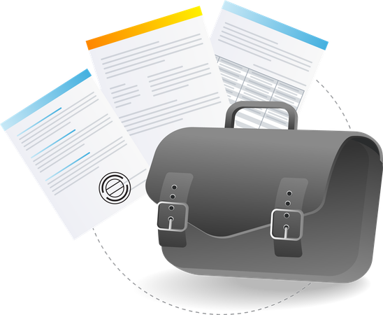 Office bag with business letter data files  Illustration