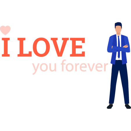 Office boy explaining love forever tag  Illustration