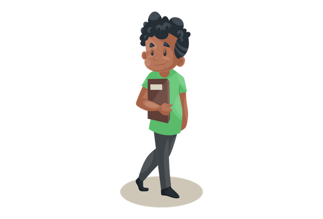Office boy is holding a file in hand Illustration