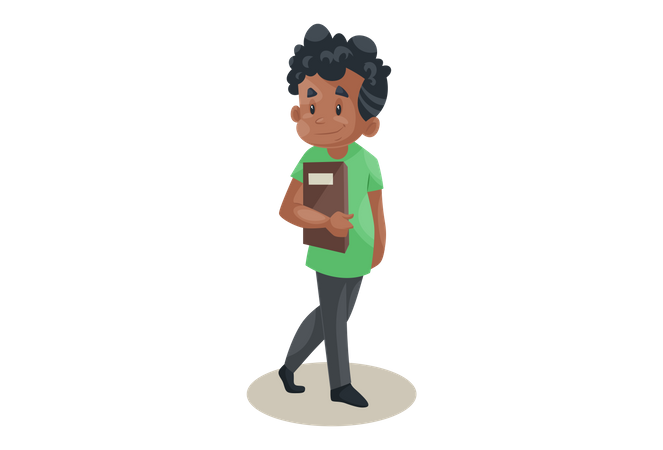 Office boy is holding a file in hand  Illustration