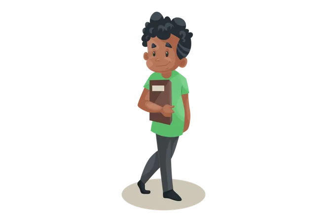 Office boy is holding a file in hand  Illustration