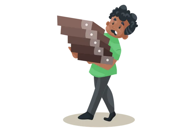 Office boy is holding files in hands Illustration