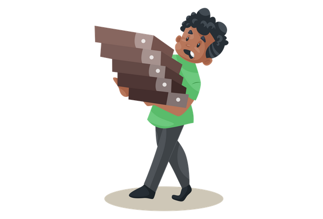 Office boy is holding files in hands  Illustration