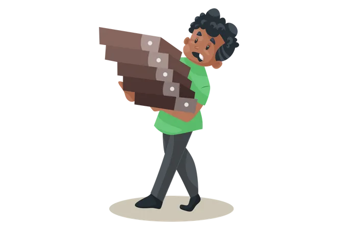 Office boy is holding files in hands  Illustration