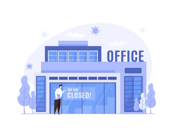 Office business activities are closed  Illustration