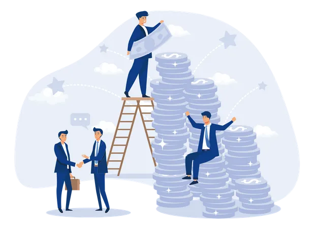 Office Business People Earn Money  Illustration