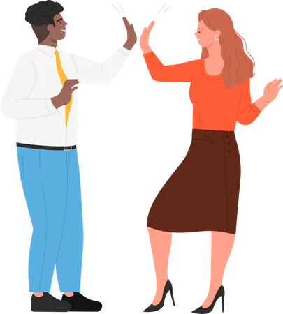 Office colleague giving clapping each other  Illustration
