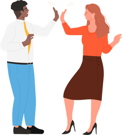 Office colleague giving clapping each other  Illustration