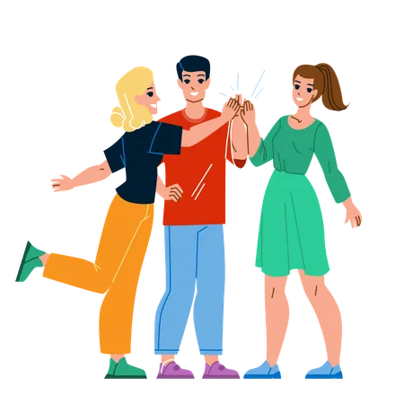 Man And Woman Colleagues Together Work Vector Boy And Girl Co Workers Together Work In Company Successful Goal Achievement And Teamwork Characters Team Flat Cartoon Illustration Illustration