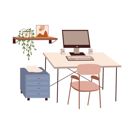 Office Computer Table  Illustration