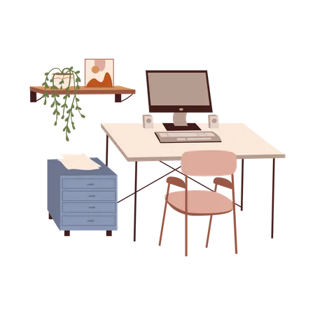 Office Computer Table  Illustration