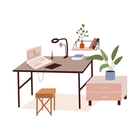 Office Computer Table  Illustration