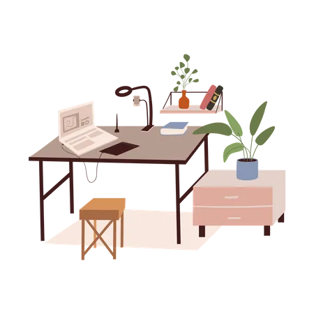 Office Computer Table  Illustration