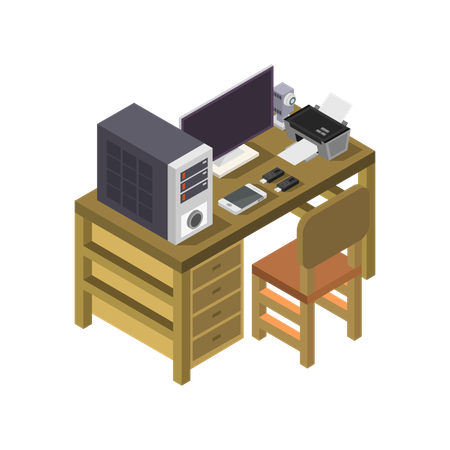 Office Desk  Illustration