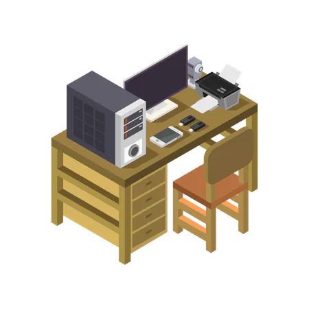 Office Desk  Illustration