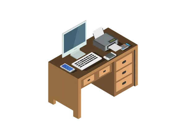 Office desk Illustration