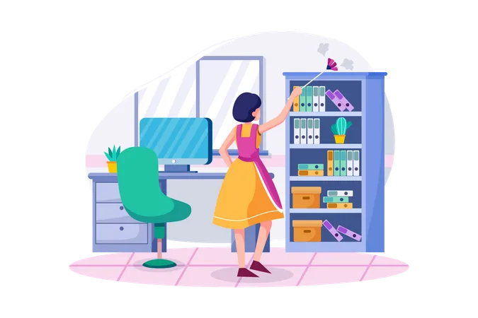 Office Dust Cleaning Illustration