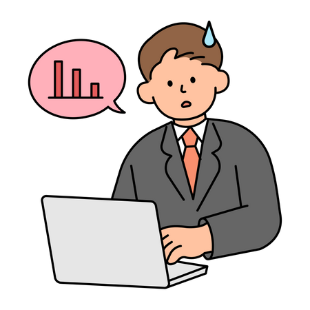 Office Employee Checking Decreased Performance Results  イラスト