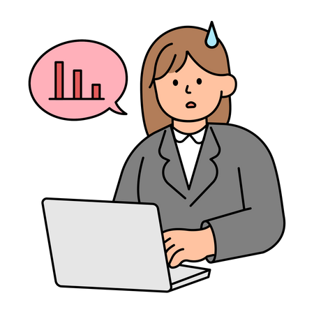 Office Employee Checking Decreased Performance Results  イラスト
