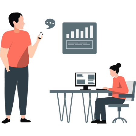 Office employee talking business development  Illustration