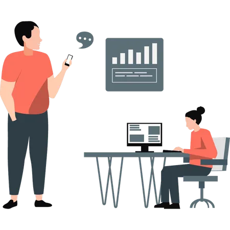 Office employee talking business development  Illustration