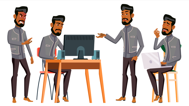 Office Employee With Working Gesture Illustration