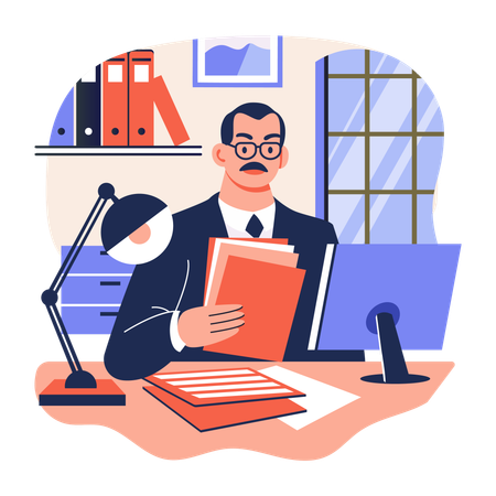 Office Employee working at office  Illustration